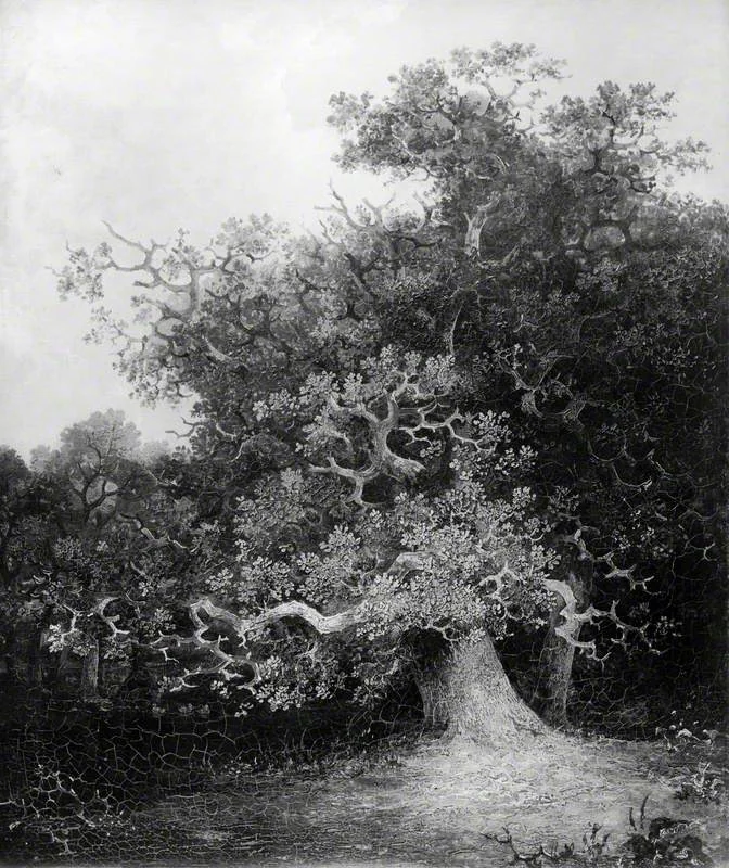 Forest Scene with Oak Trees, detail