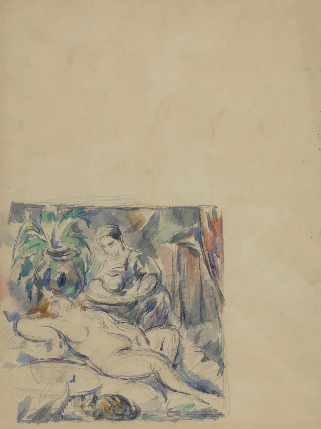 Waking Up [verso], by Paul Cézanne, graphite, 1880