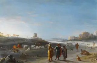 An Italianate landscape with an unidentified subject from the Old Testament, by Cornelius van Poelenburgh, oil, 1620