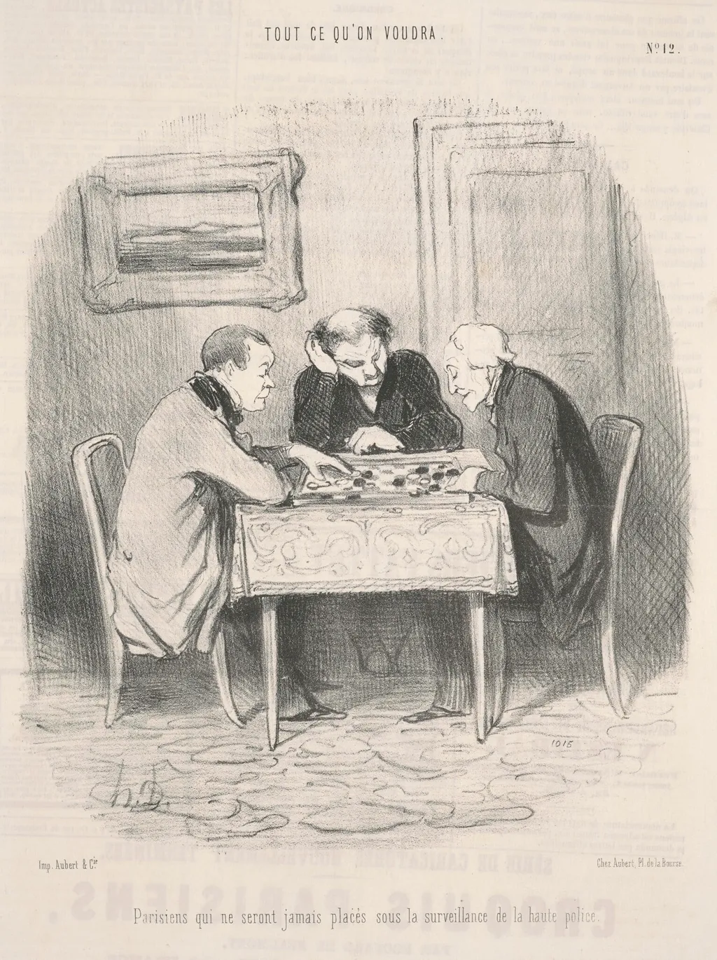 Parisiens qui ne seront jamais ... sous la surveillance ..., by Honoré Daumier, ink, 1847