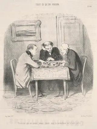 Parisiens qui ne seront jamais ... sous la surveillance ..., by Honoré Daumier, ink, 1847