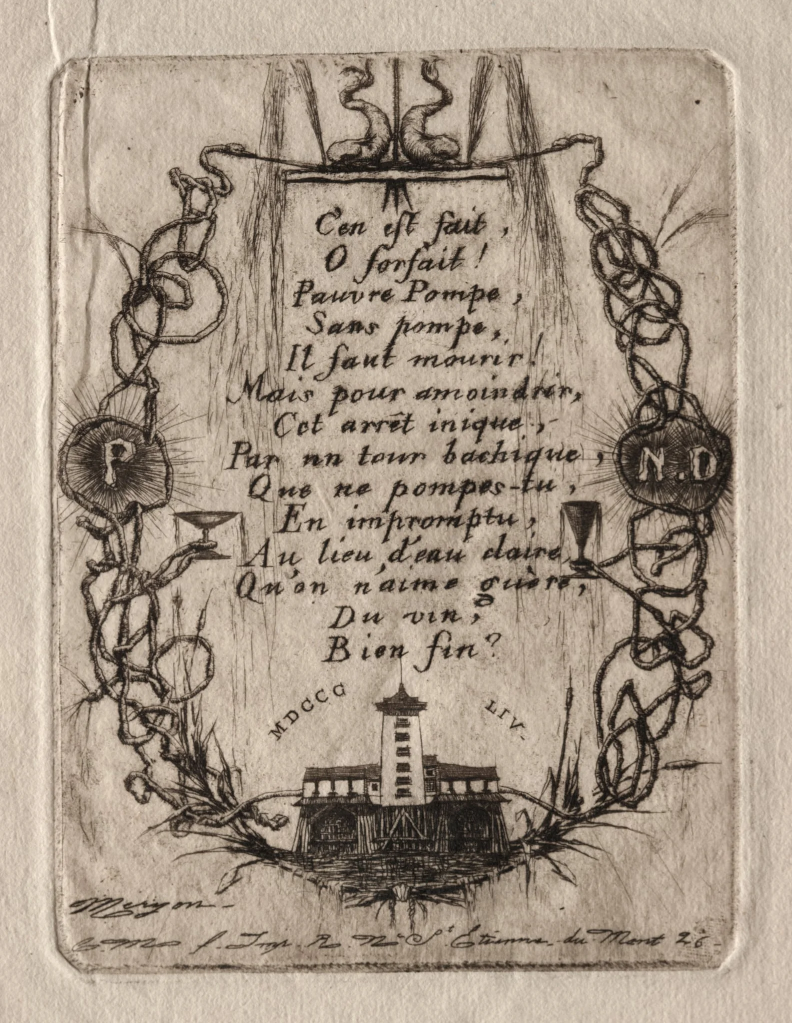 Etchings of Paris: The Notre Dame Pump, Small Plate, detail