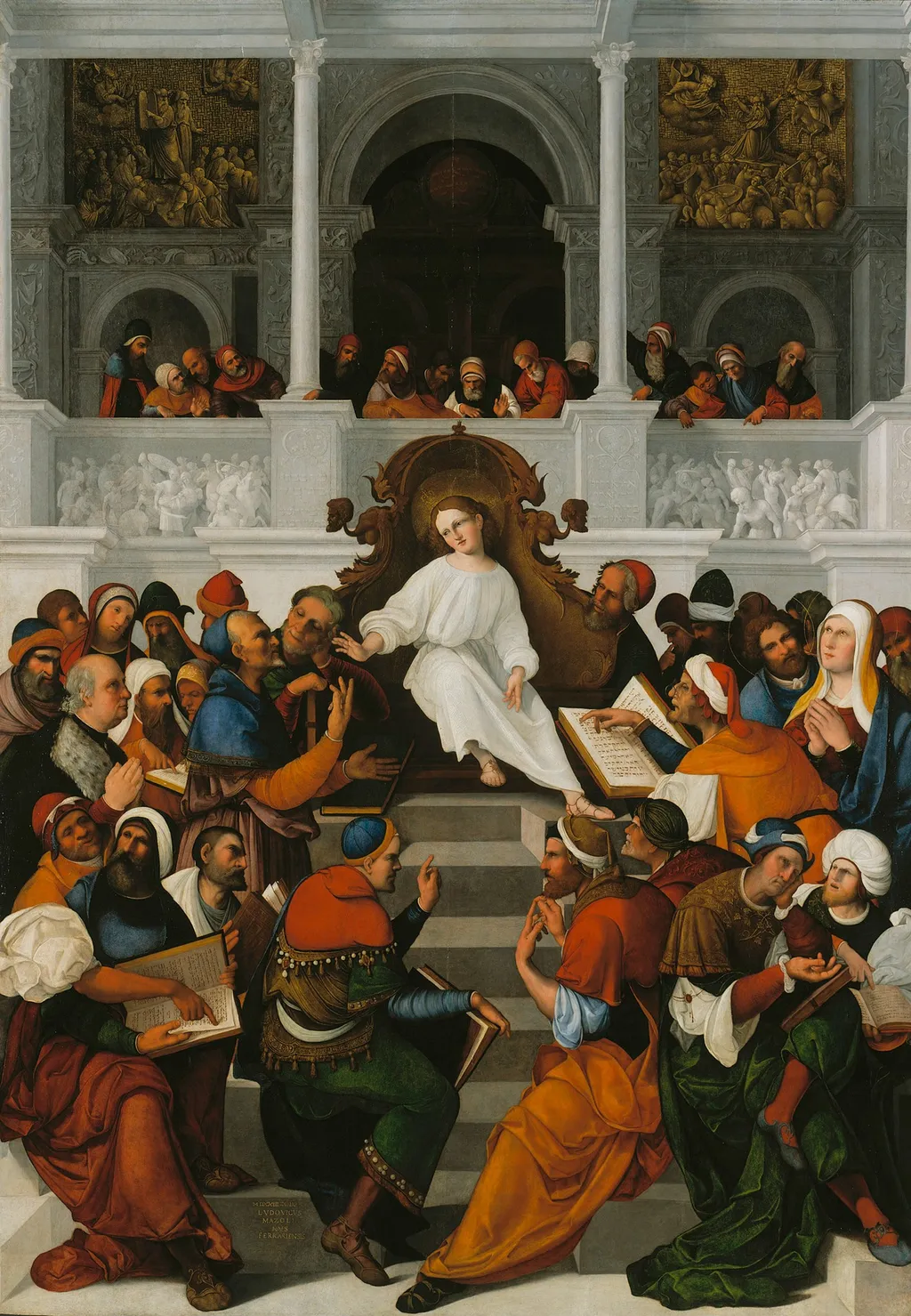 The Twelve-Year-Old Jesus Teaching in the Temple, by Ludovico Mazzolino, oil, 1524