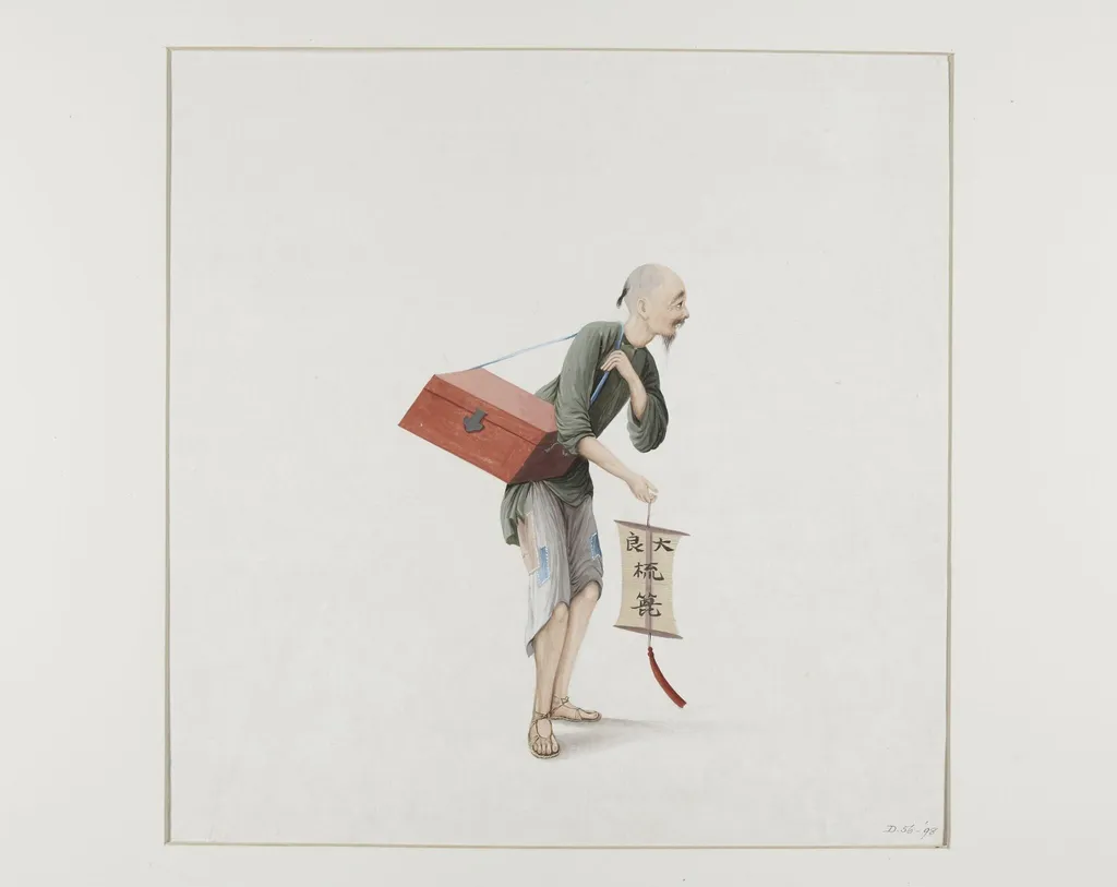 A Comb Seller, by Puqua, paint, 1790