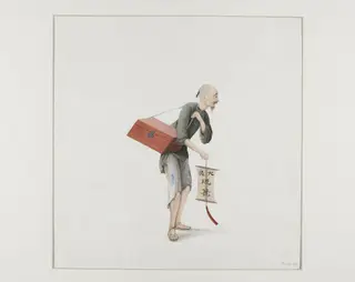A Comb Seller, by Puqua, paint, 1790