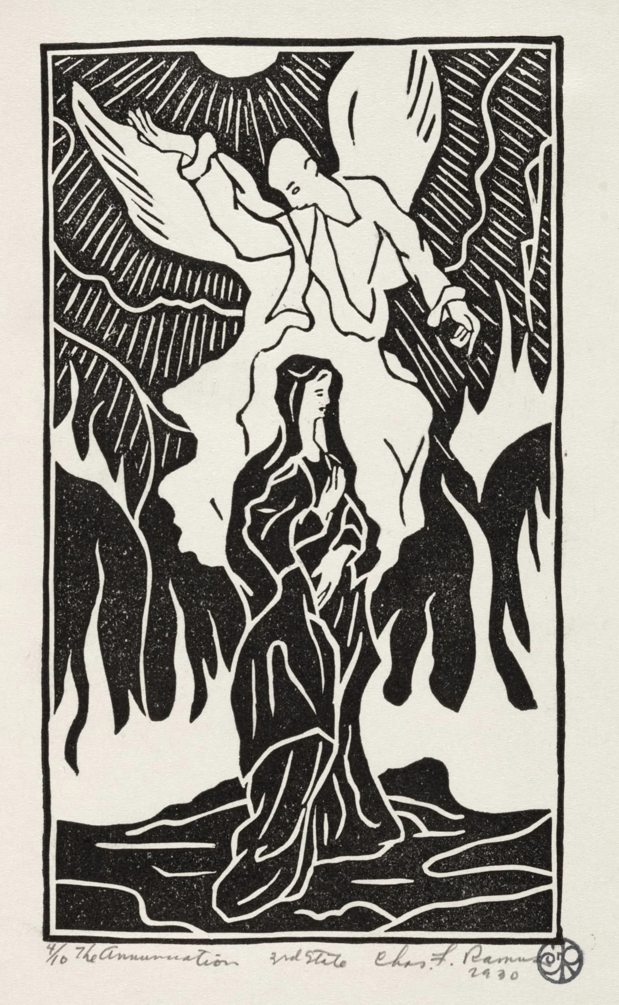 The Annunciation, Christmas Card for 1929, detail