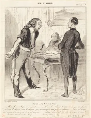 Inventaire chez un veuf, by Honoré Daumier, ink, 1841