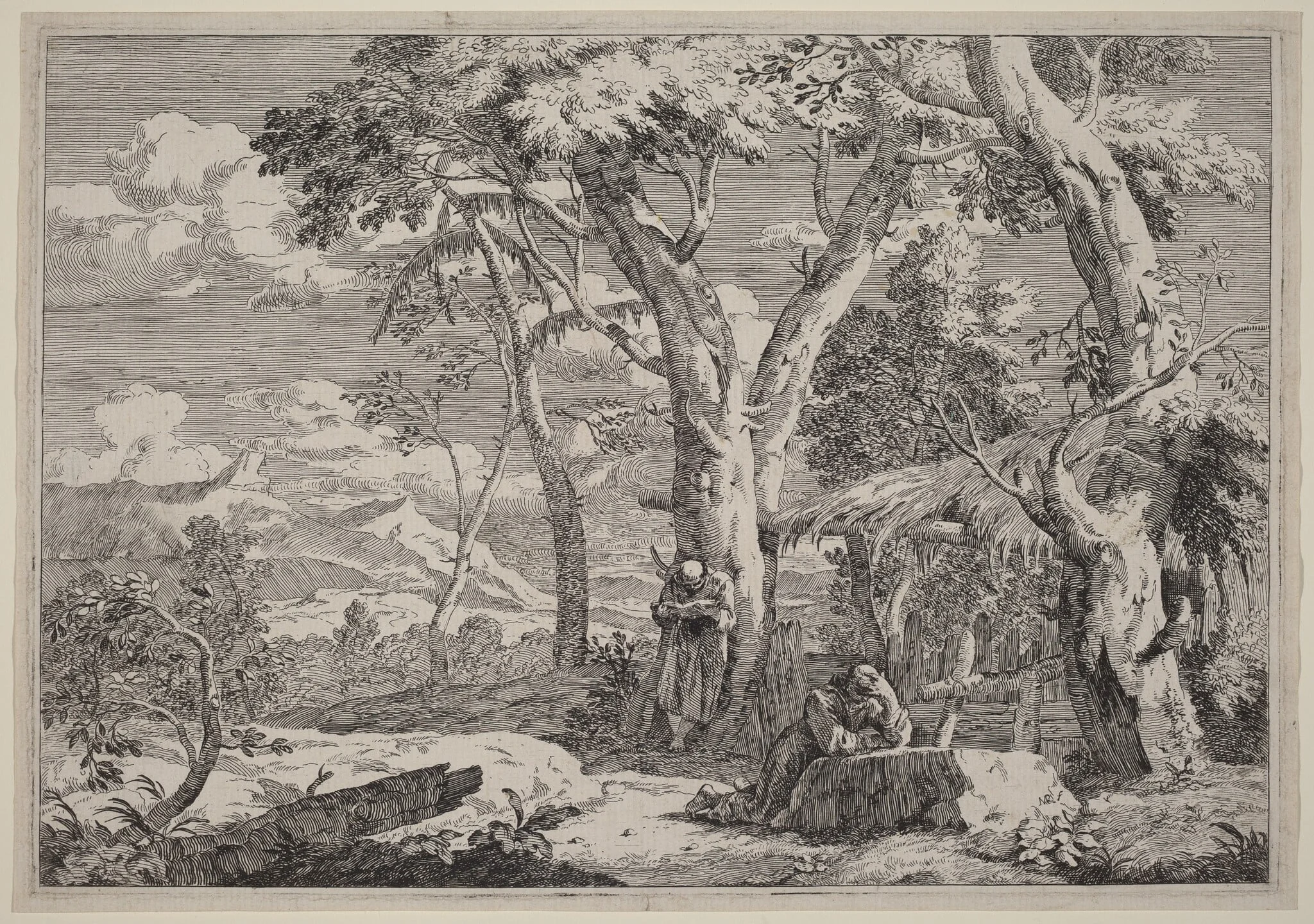 Wilderness Landscape with Two Monks, detail