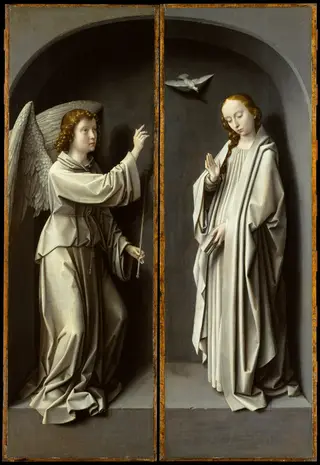 Archangel Gabriel; The Virgin Annunciate, by Gerard David, oil, 1510