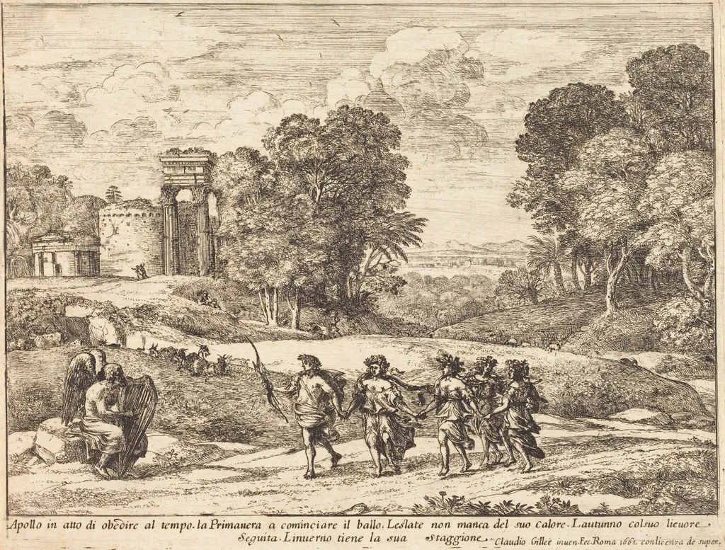 Time, Apollo, and the Seasons (Le Temps, Apollon et les Saisons), by Claude Lorrain, ink, 1662