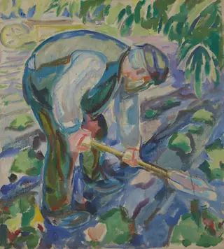 Man Digging, by Edvard Munch, oil, 1915