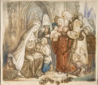 Saint Jadwiga among the Poor, by Jan Matejko, watercolor, 1855