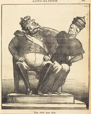 Trop étroit pour deux, by Honoré Daumier, 1870