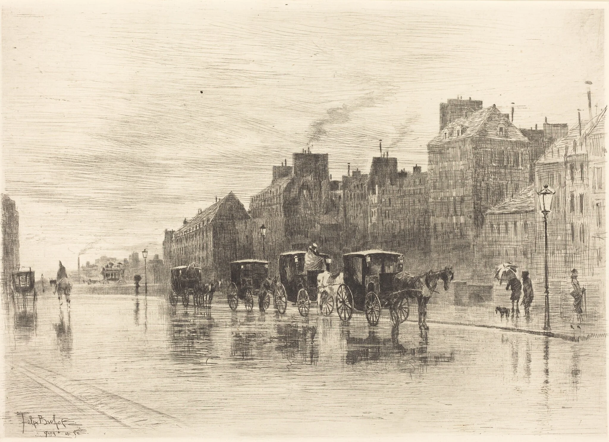 Une Matinée d'Hiver au Quai de l'Hôtel-Dieu (Winter Morning on the Quai de l'Hôtel-Dieu), detail
