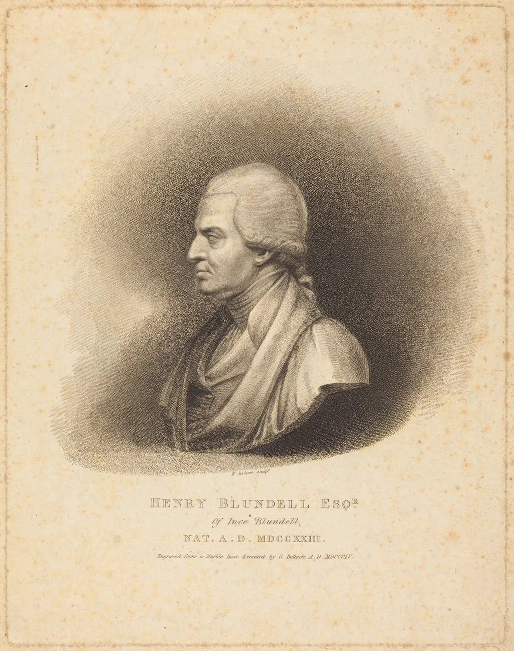 Henry Blundell, by Edward Scriven, ink, 1804