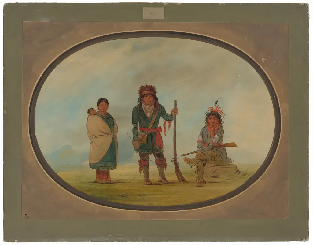 Three Micmac Indians, by George Catlin, oil, 1865