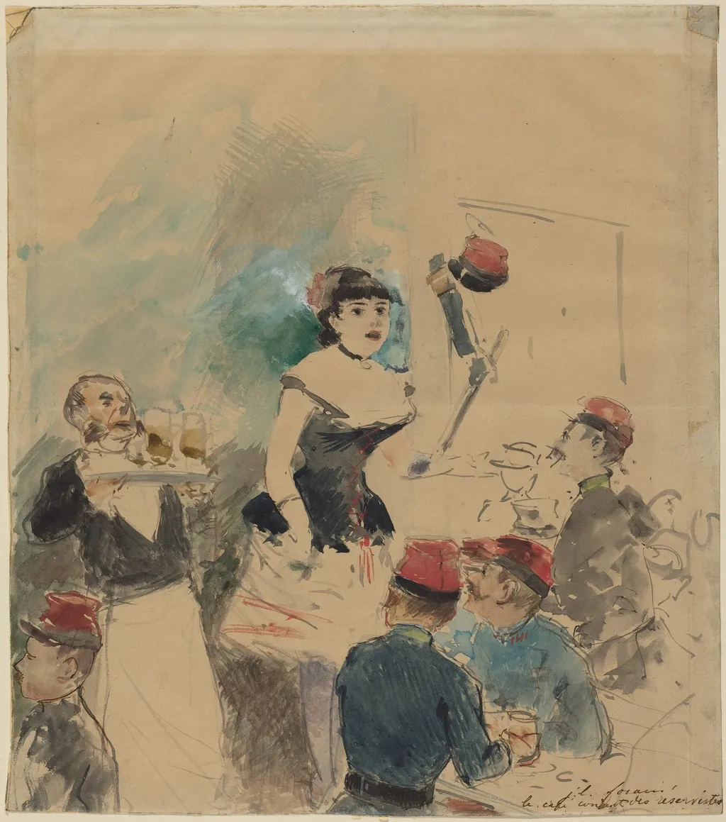 Le cafe concert des reservistes, by Jean-Louis Forain, watercolor, 1892