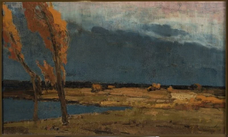 Landscape with poplars /Storm is at hand/, detail