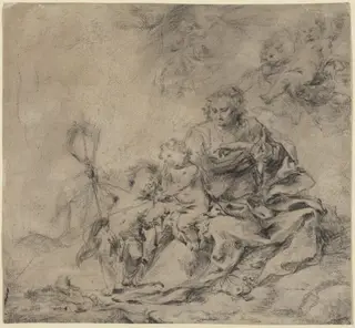 The Virgin and Child with John the Baptist, by Cornelis Schut I, chalk, 1626