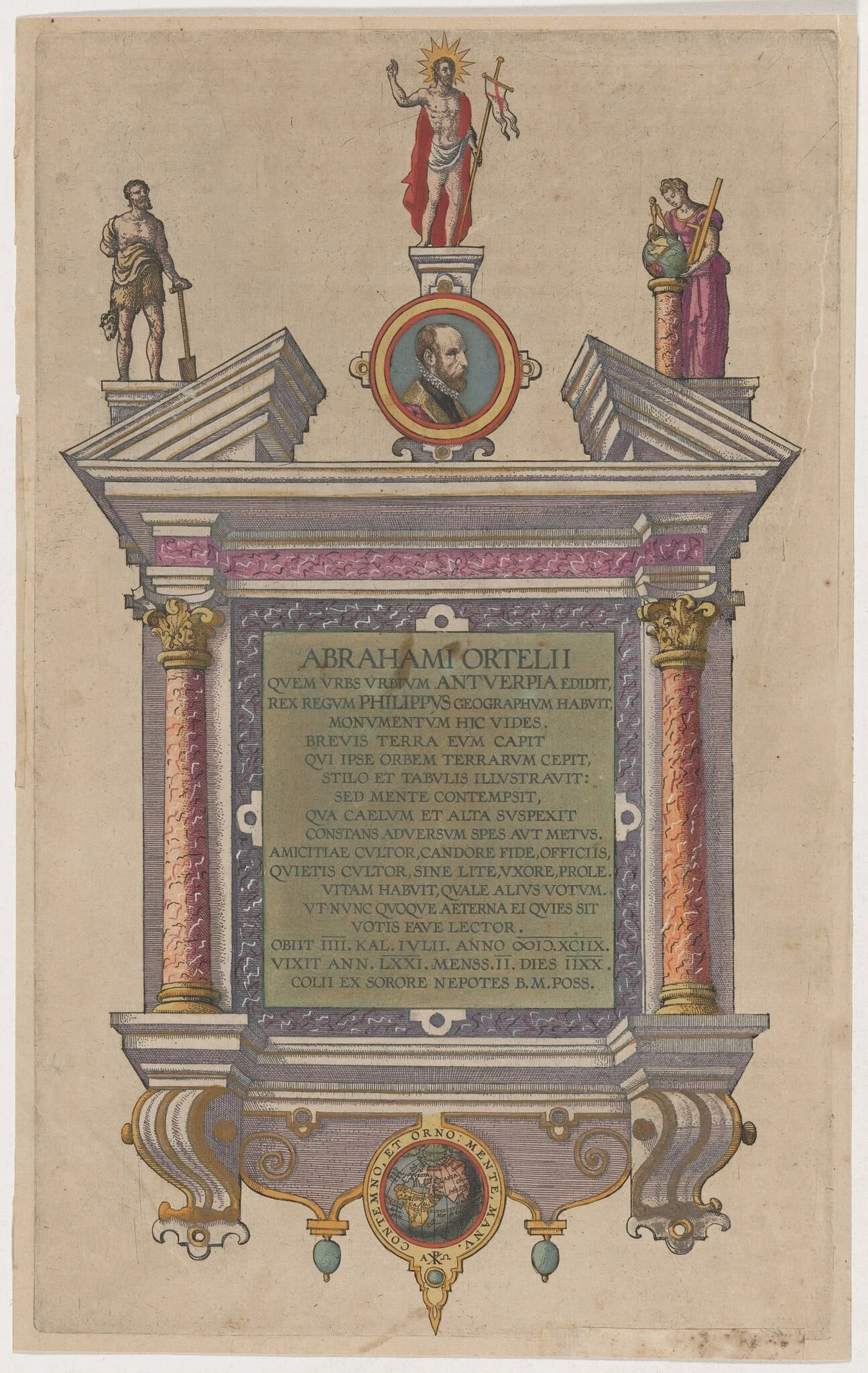 Title Page to Abraham Ortelius, Theatrum Orbis Tenarum, detail