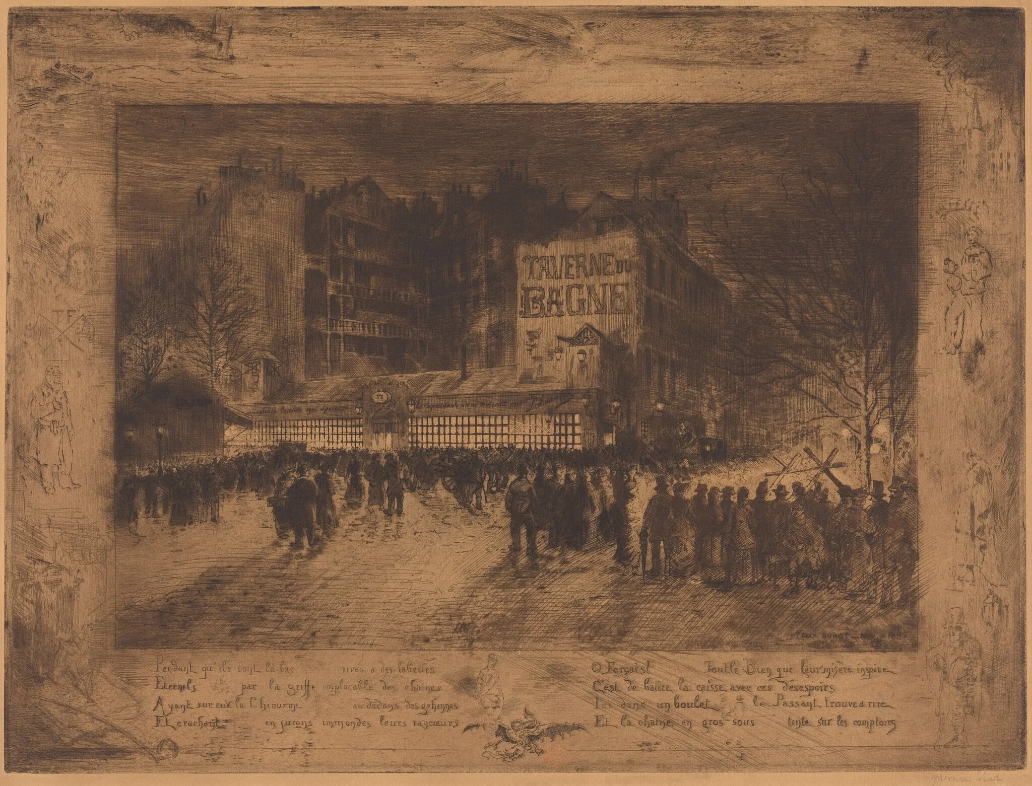 La Place des Martyrs et La Taverne du Bagne (The Place des Martyrs and the Jailhouse Tavern), detail