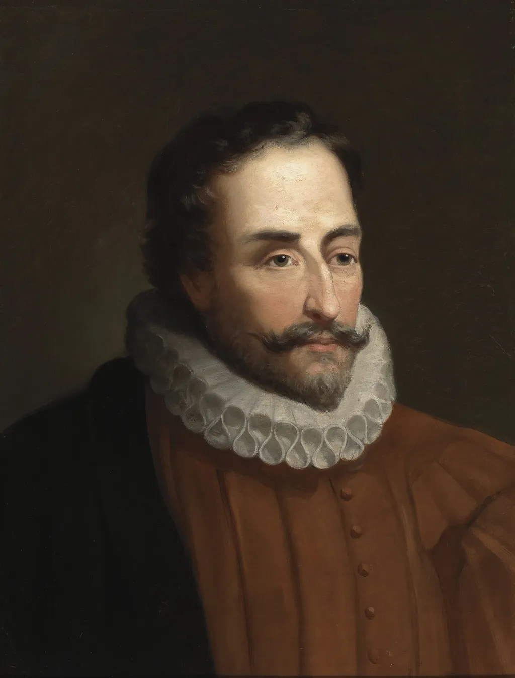 Miguel de Cervantes (copia), by Eduardo Balaca, oil, 1889