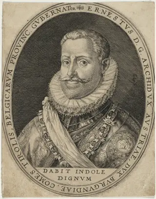 Ernest of Austria, Archduke, Governor of the Spanish Netherlands, by Crispijn van de Passe I, ink, 1601