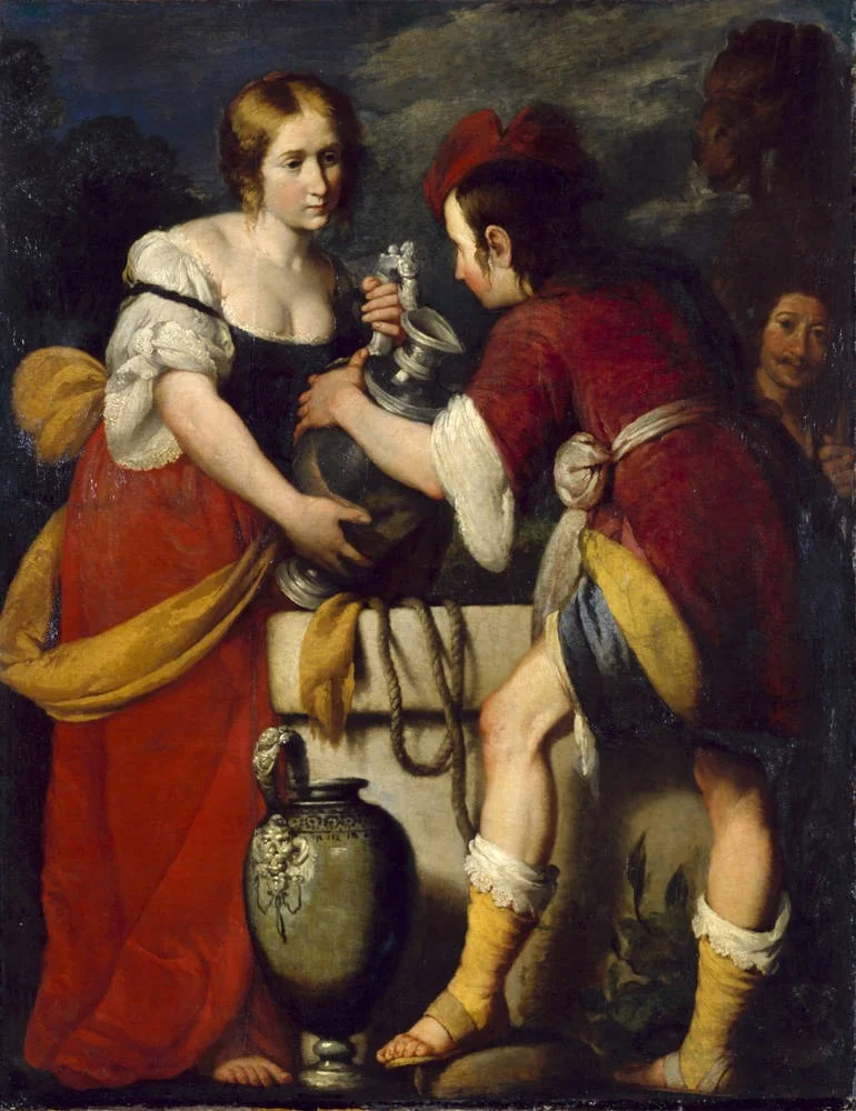 Rebecca and Eliezer at the Well, detail