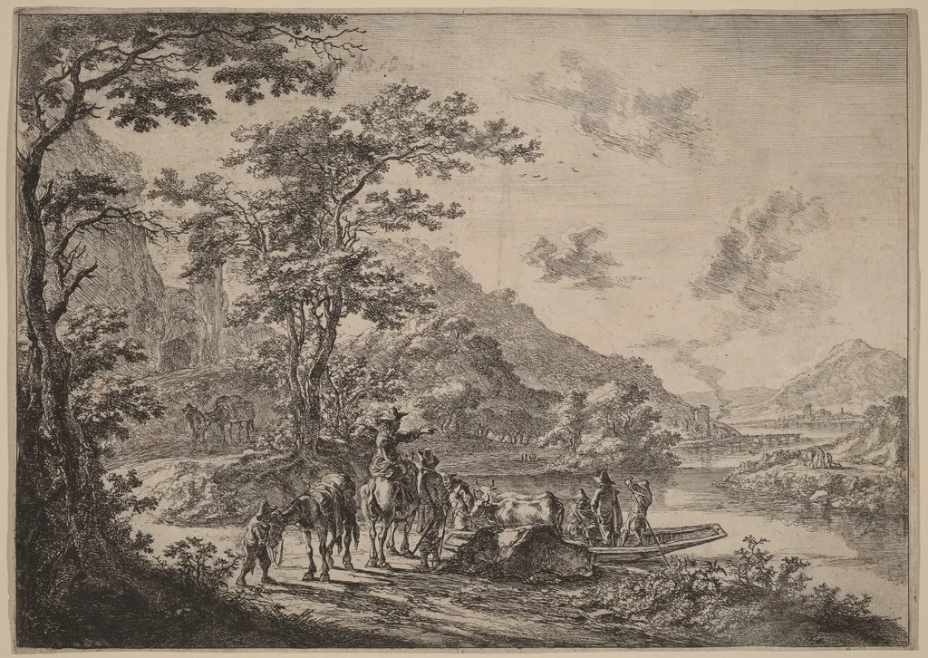 View of the Tiber in the Campagna, by Jan Both, ink