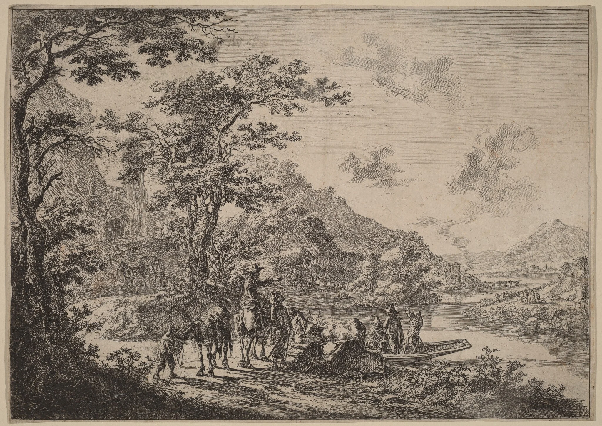 View of the Tiber in the Campagna, detail