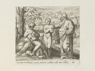 God presenting Eve to Adam, by Francesco Villamena