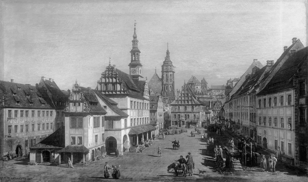 The market-place of Pirna, by Bernardo Bellotto, paint, 1760