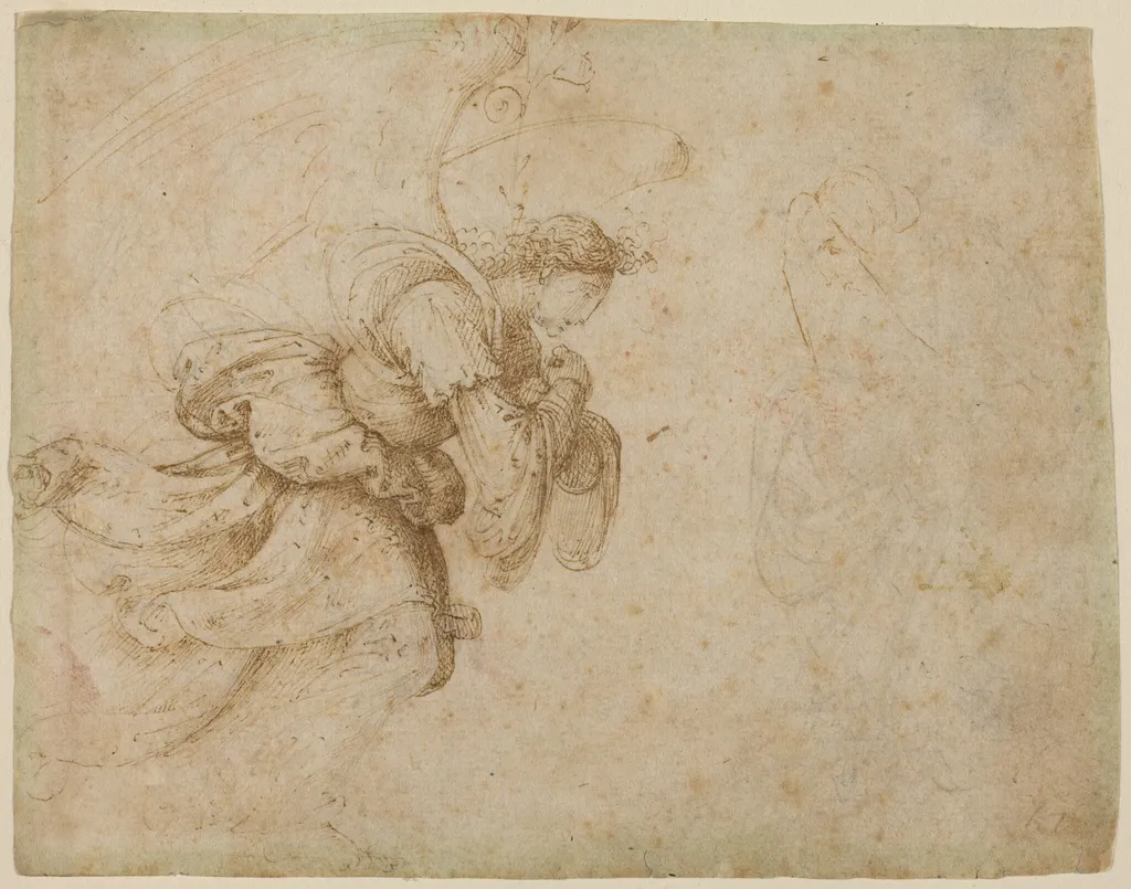 The Angel of the Annunciation [recto], by Fra Bartolommeo, chalk, 1502