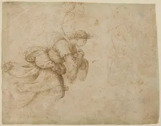 The Angel of the Annunciation [recto], by Fra Bartolommeo, chalk, 1502
