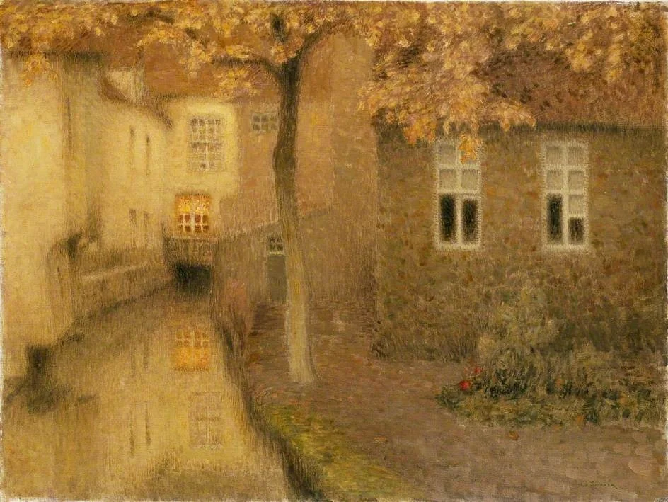A Canal in Bruges at Dusk, detail