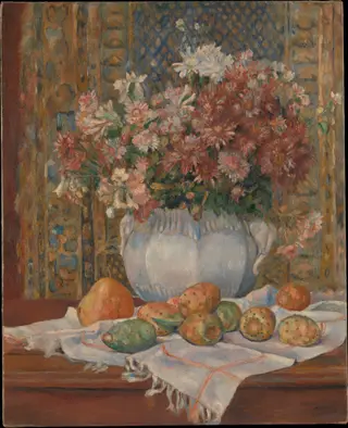 Still Life with Flowers and Prickly Pears, by Pierre-Auguste Renoir, oil, 1893