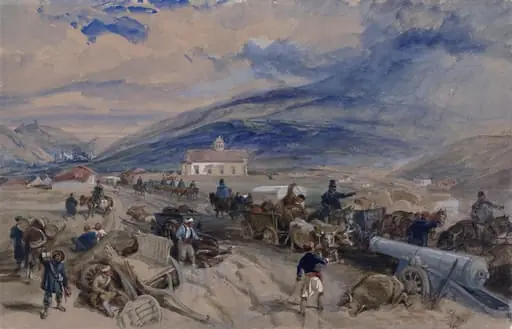 Commissariat Difficulties: scene during the Crimean War, 1854-1856, by William R.I. F.R.G.S. Simpson, watercolor, 1854
