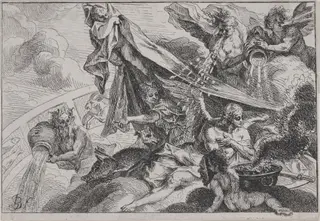 Allegory of Winter with Diana the Huntress, by Johann Georg Bergmüller, ink, 1750