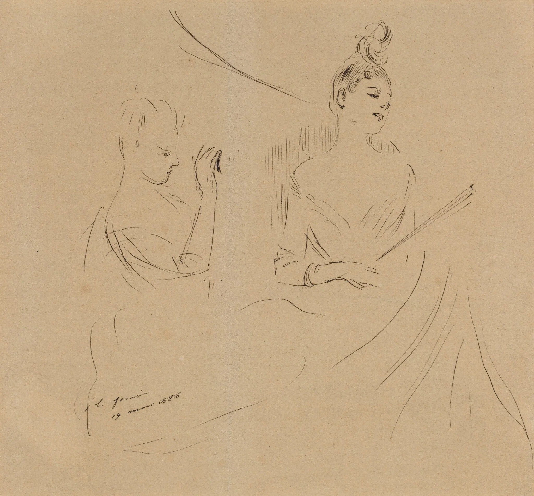 Two Ladies in a Loge, detail