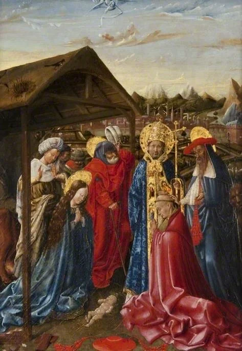 The Nativity with Saint Sixtus (?), Saint Jerome and a Cardinal, detail