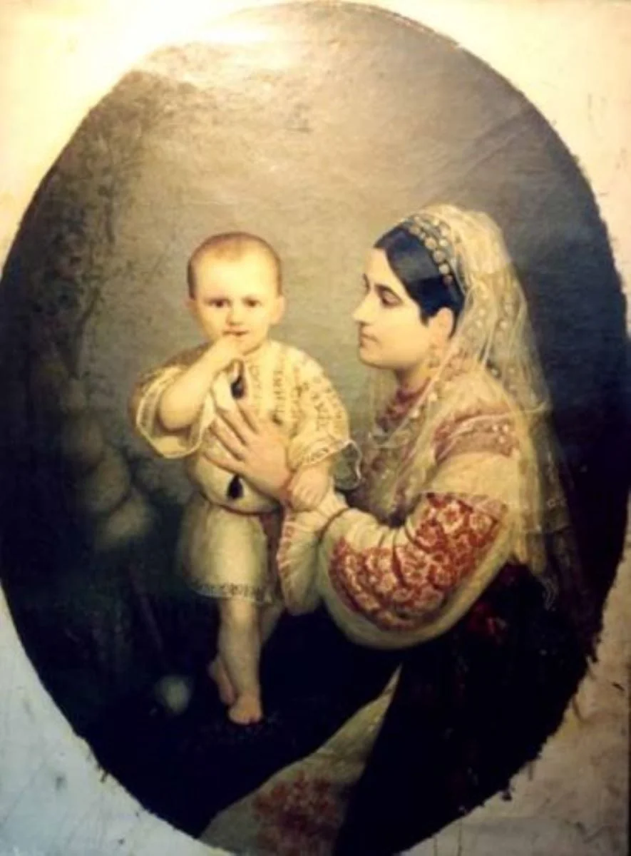 Doamna Davila cu fiul, detail
