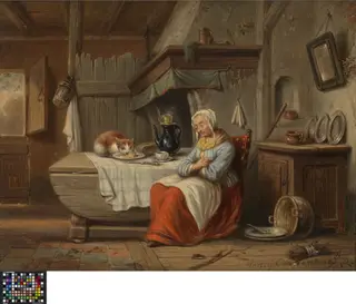 Interieur met slapende vrouw, by Hendrik Joseph Gommarus Carpentero, oil, 1820