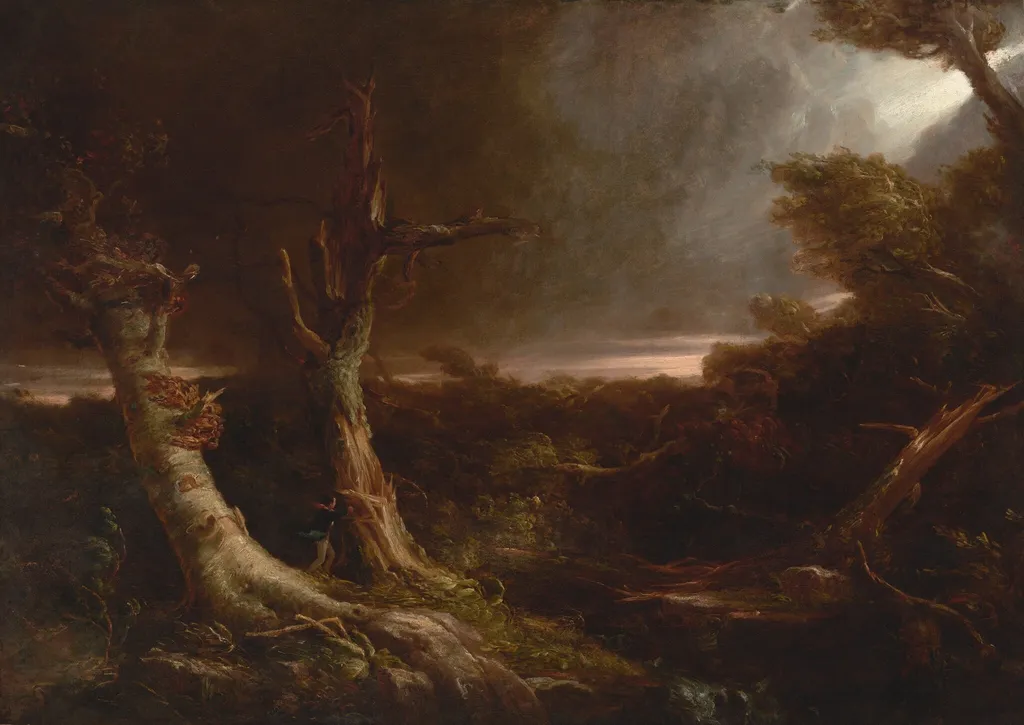 Tornado in an American Forest, by Thomas Cole, oil, 1831