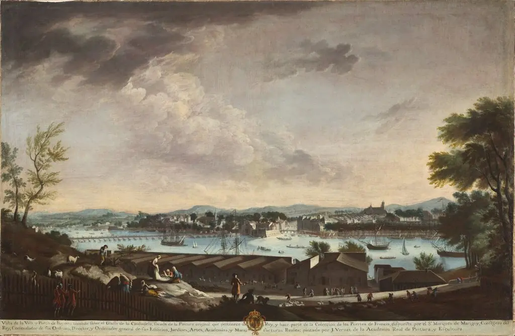 View of the Town and Port of Bayonne (La villa y puerto de Bayona), by Juan Patricio Morlete Ruiz, unspecified, 1771