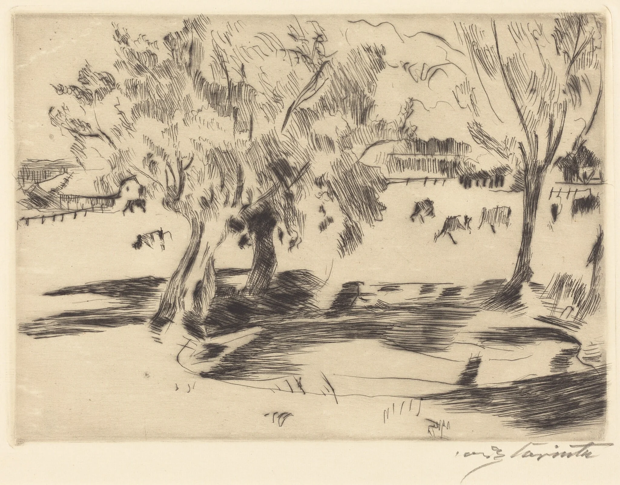 Landschaft mit Kühen (Landscape with Cows), detail