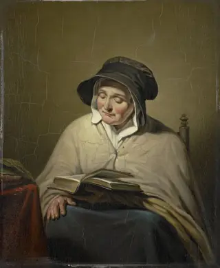 Old Woman Reading, by Cornelis Kruseman, oil, 1826