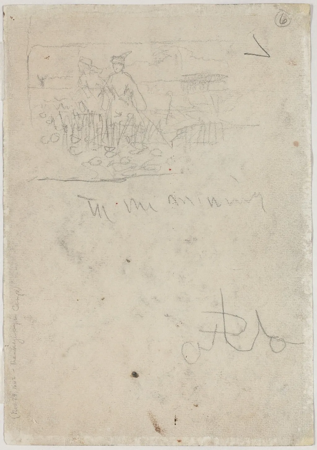 Thanksgiving in Camp [verso], by Winslow Homer, graphite, 1873