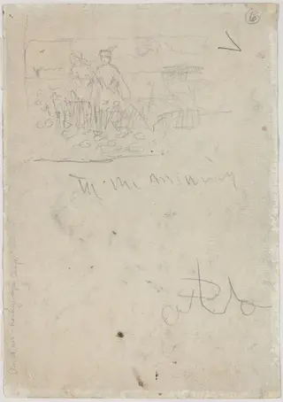 Thanksgiving in Camp [verso], by Winslow Homer, graphite, 1873