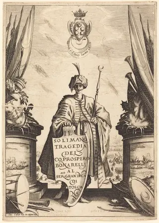 Title Page for "Il Solimano", by Jacques Callot, ink, 1620