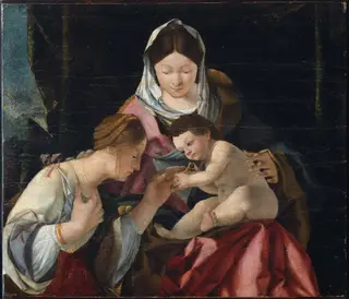 The Mystic Marriage of Saint Catherine, by Lorenzo Lotto, unspecified, 1528
